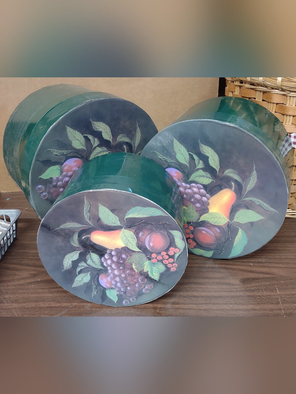 Lot of 3 Fruitful Bounty Decorative Stacking / Nesting Cardboard Collectible Box